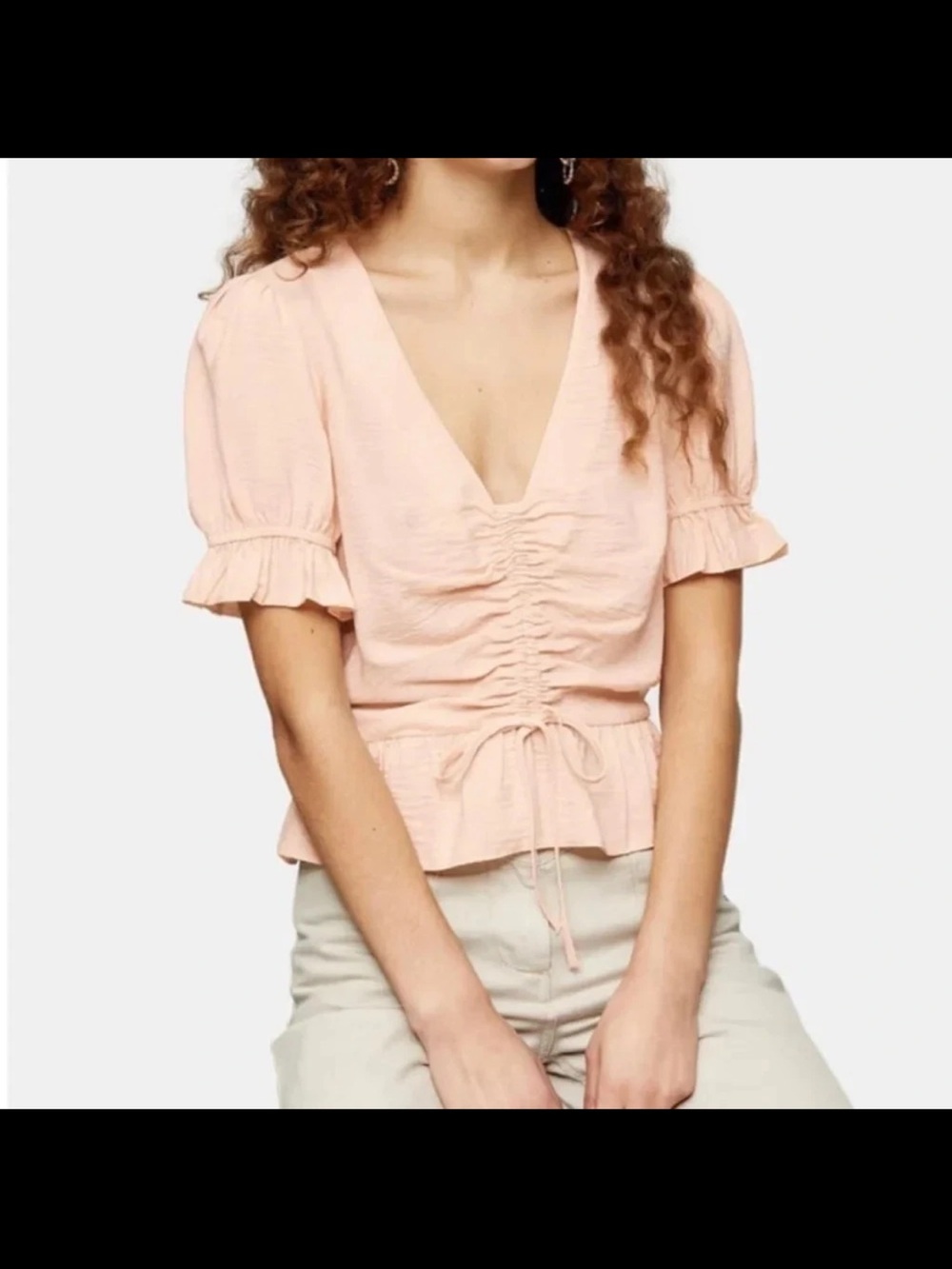 NWT TopShop Margot Ruched top in blush pink size 0